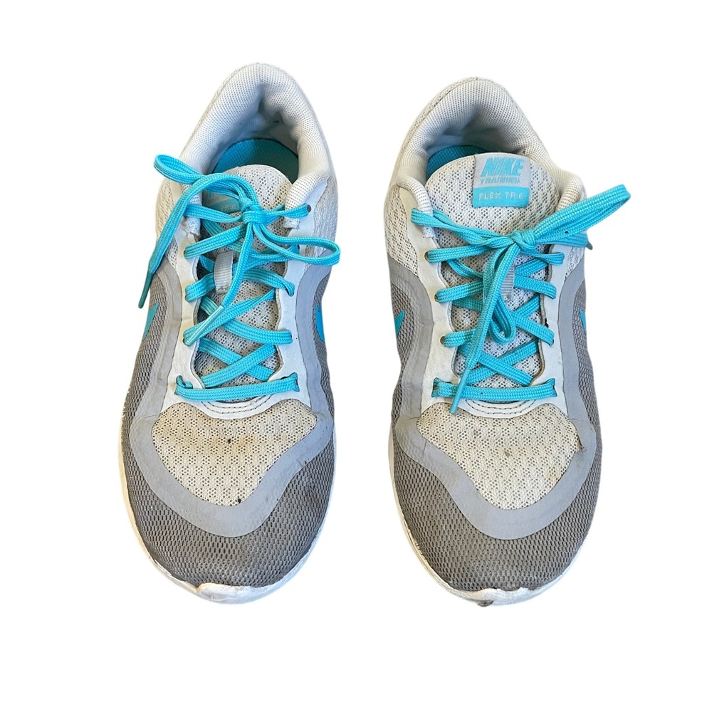 Nike Training Flex TR6 Running Shoes size 6 Gray Aqua Sneaker Athletic‎ Workout